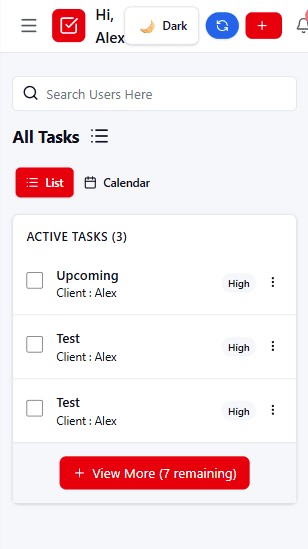 All Tasks on mobile