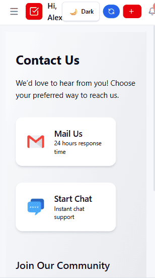 Contact Us on mobile