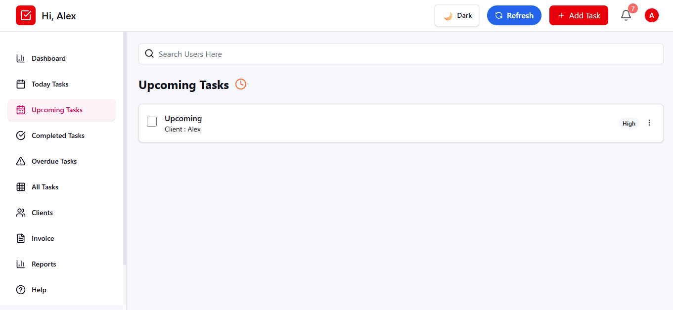 Upcoming Tasks on laptop