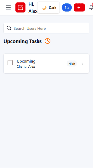 Upcoming Tasks on mobile