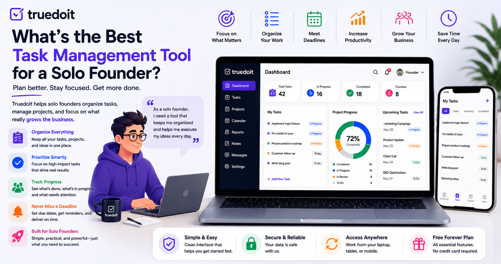 truedoit Task Management Tool for a Solo Founder
